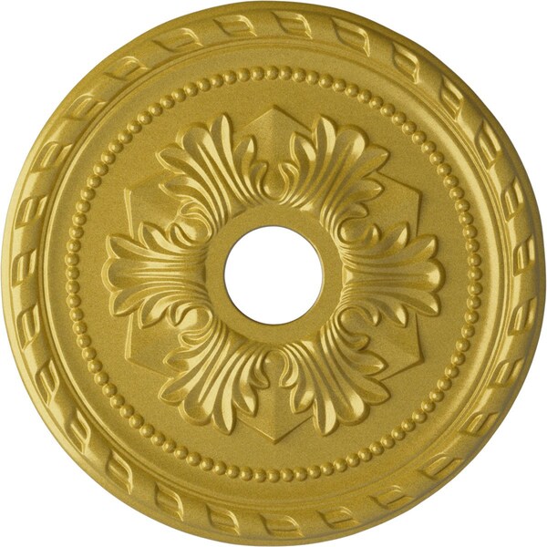 Ekena Millwork Palmetto Ceiling Medallion (Fits Canopies up to 5"), 20 7/8"OD x 3 5/8"ID x 1 5/8"P, Rich Gold CM20PMRGS - main